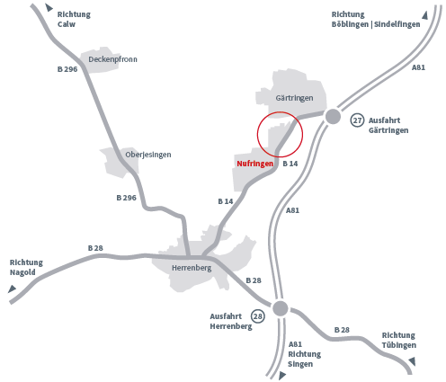 Anfahrt zu Herion & Rau in Herrenberg